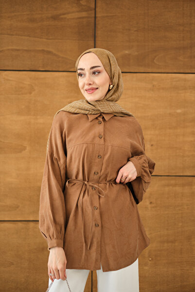 LOCCO Women's Floral Print Jacquard Shirt Tan