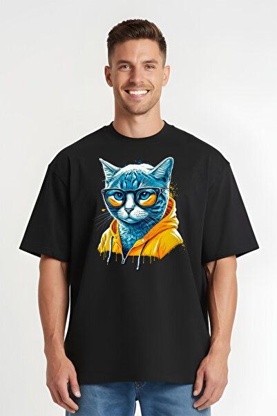 Printees Tricou Oversize - Cyberpunk Cat