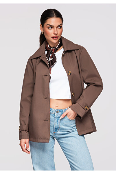 OMBRE Women's Elegant Coat OW-COLC-0114 Brown