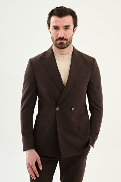 Mcr Straight Slim Fit Wide Collar Double-Breasted Pants Elastic Waist Men's S...