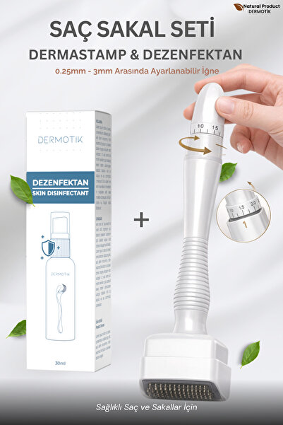 Dermotik Ayarlanabilir Dermastamp Titanyum Uçlu 0.25-3mm & Dezenfektan Seti –...