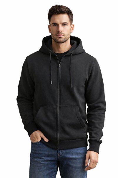 Aion Design Unisex Basic Tam Fermuar Relax Fit Rahat Kesim İçi Polarlı Cepli ...