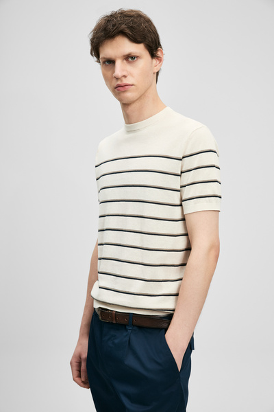 Lufian Pulover pentru bărbați Daniel, mărimea bumbac - Alb catifelat