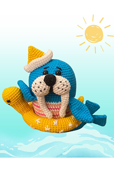 HeraLuxe %100 Organik El Örgüsü Ördek Simitli Deniz Aslanı Amigurumi Oyuncak