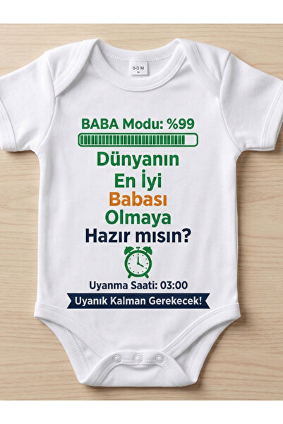 Menar Tasarım Babaya Hamilelik Müjdesi ve Duyurusu İçin Bebek Zıbın Body %100 Pamuk Hediye Zıbın