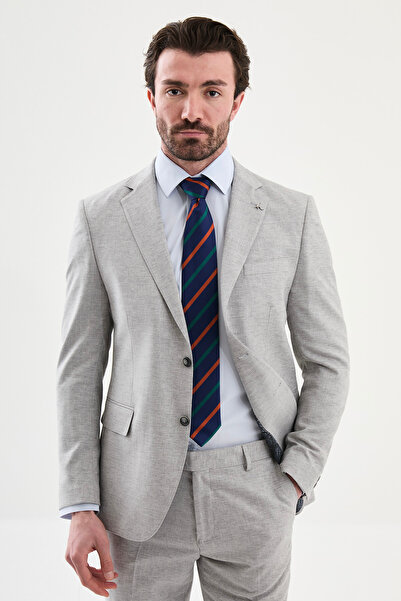 Mcr Kırçıllı Slim Fit Mono Collar Men's Suit Gray - 45448.26Y