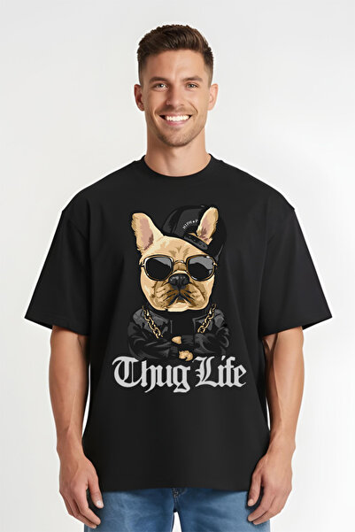 Printees Tricou Oversize - Thug Life Bulldog