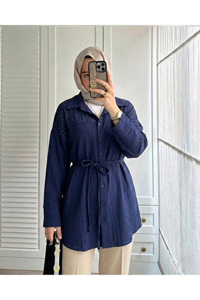 Foremia Roba Taş Detay Tunik-Lacivert