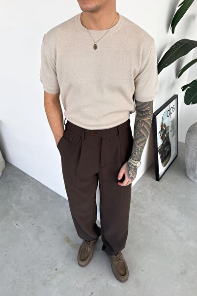 HAFKAGİYİM Taş basic guler rotund Tricou relaxat din tricotaj