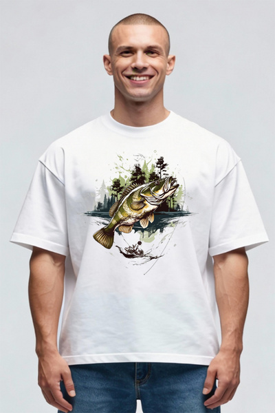 Printees Tricou Oversize - Pește