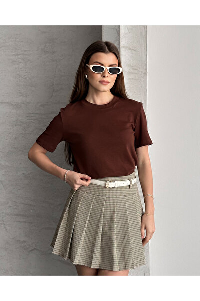 FERZOLAİO Crew Neck Unisex Brown T-Shirt