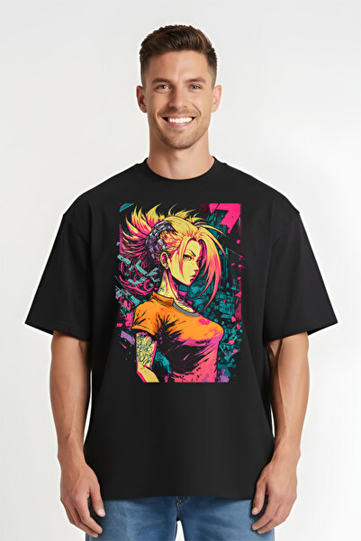 Printees Tricou Oversize - Cyberpunk Anime