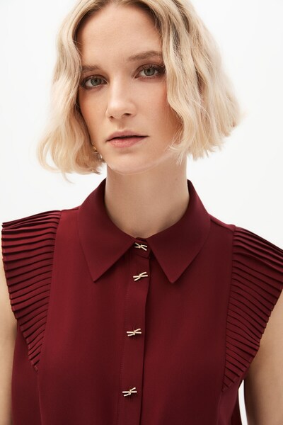 shnwomen Bordo Piliseli Gömlek