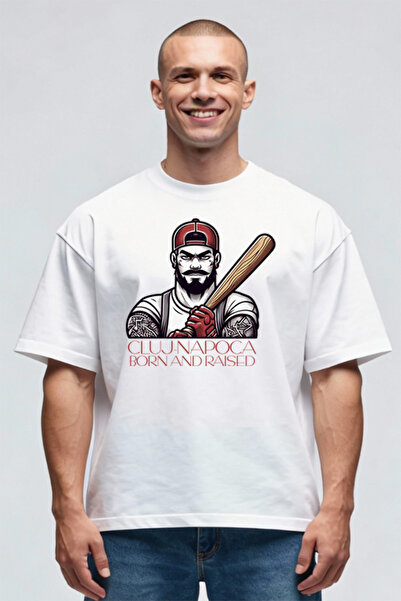 Printees Tricou Oversize - Born And Raised Cluj