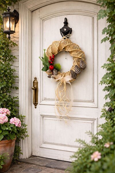 Marrone Kapı Süsü Vernikli El Emeği Kapı Süsü Kokinalı Çelenk