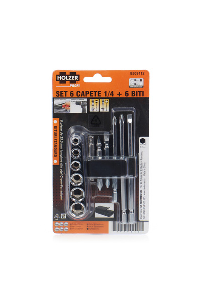 Holzer Set biți de șurubelniță, Profi, 6 piese + 6 capete hexagonale