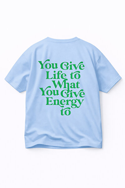 VODEXA Ανδρικό μπλουζάκι Oversize YOU GIVE LIFE με στάμπα, 100% βαμβάκι, άνετ...