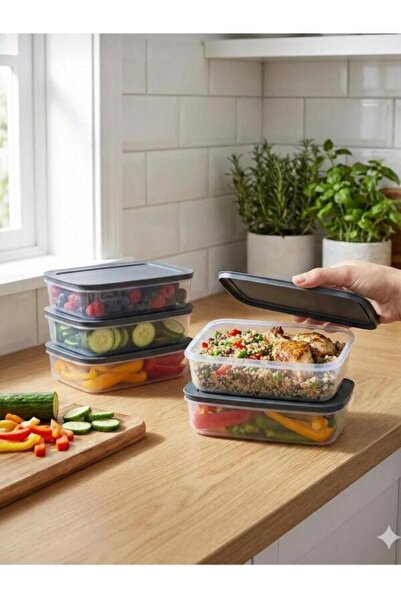 Home 5'li plastik 1.3 lt saklama kabı