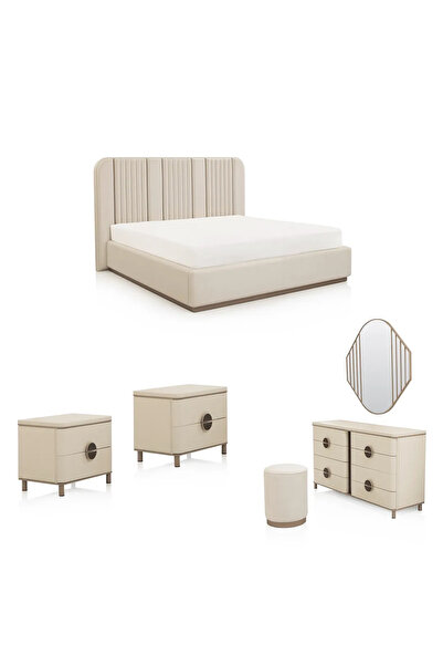 Midas Furniture طقم غرفة نوم بريوسو بدون خزانة ملابس، مقاس كينغ (193×)، رمادي...