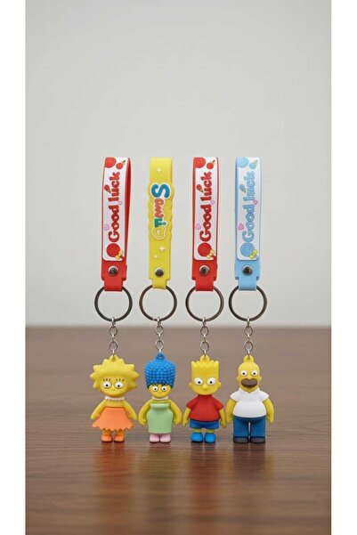 invictus design 3D Figürlü Silikon Simpson Ailesi Anahtarlık Çanta Süsü Charm...
