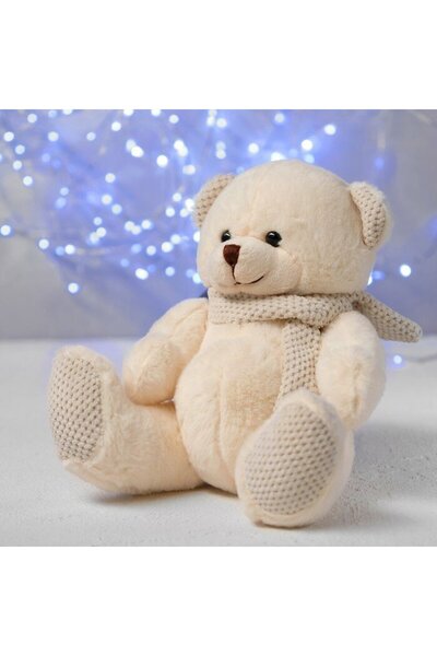 OEM Ursuleț de pluș crem cu eșarfă - Jucărie moale de pluș