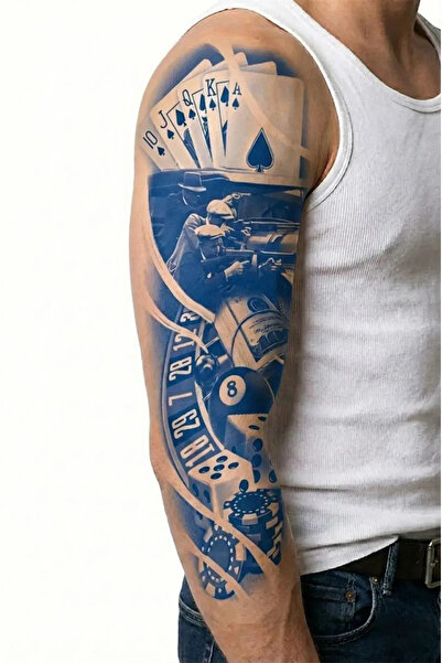 Tattoo 1 Ay Kalıcı 24 Saat Sonra Kararan Realistic geçici dövme tam kol bacak
