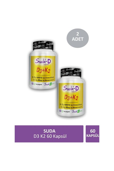 Suda Vitamin D3 K2 60 Kapsül x 2 Adet