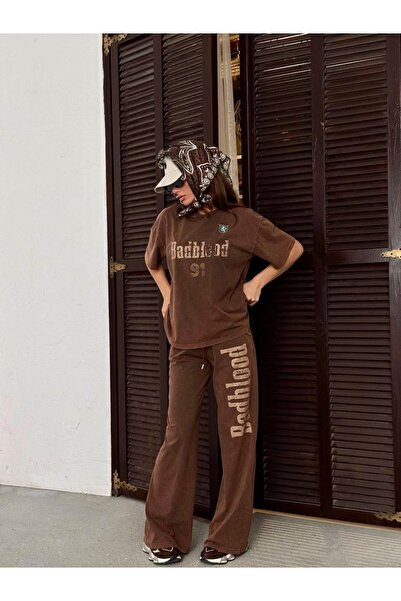 DAME Women's Washable Oversized Tracksuit Set with Back and Front Print Detail