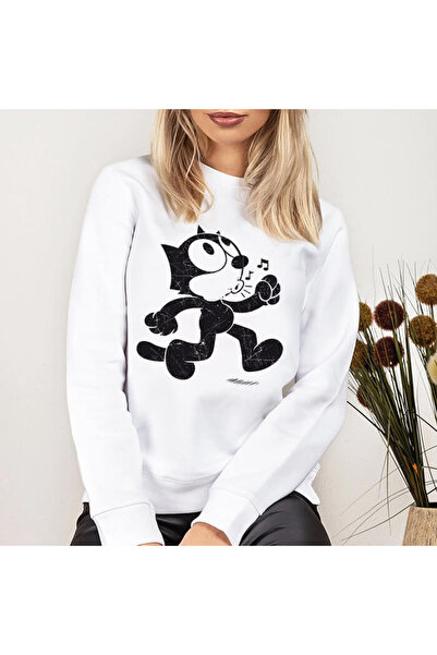 Kartier Women's White Blouse Felix The Cat