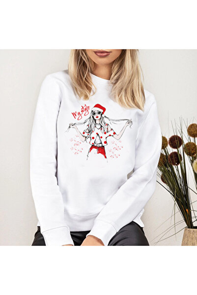 Kartier Women's White Blouse Christmas Style