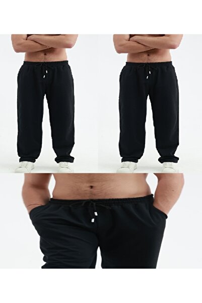 KİMSE GÖRMEDEN Sweatpants Unisex Wide Leg Tube Leg Set of 3 3Pcs Black.Gray.N...