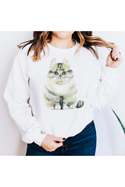 Kartier Дамска бяла блуза със сърдита котка