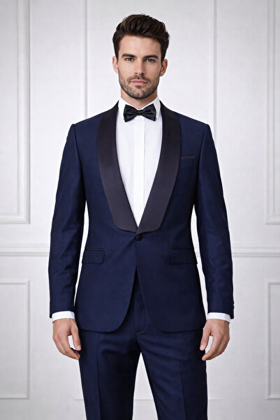 FABIO CASSEL Erkek Slim Fit Damatlık Takım Elbise – Düğün İçin Özel Tasarım