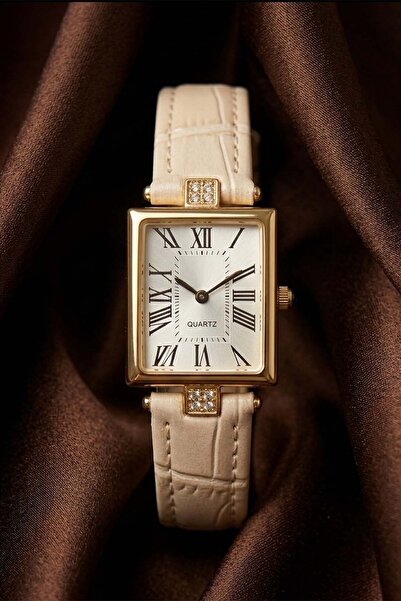 İnogge Adora Luxury Women's Wristwatch - Vintage Square Case Gold Detailed Be...