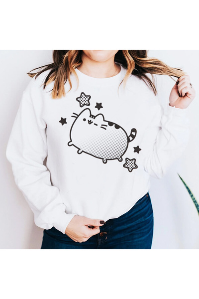 Kartier Women's White Pusheen Retro Blouse