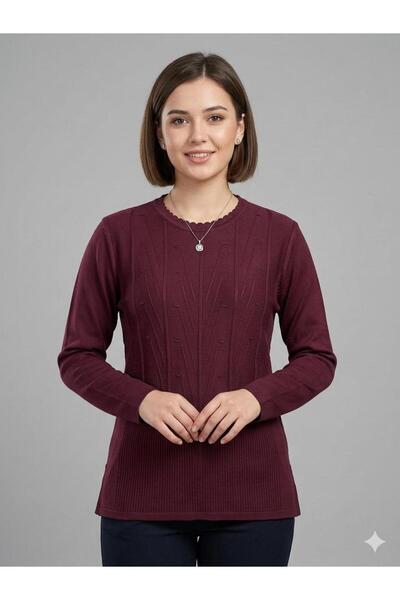 F&D Tekstil Women's Knitwear Stretch Fabric Transitional Crew Neck Mother's S...
