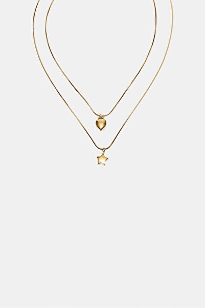 Stradivarius Set of 2 waterproof star & heart necklaces