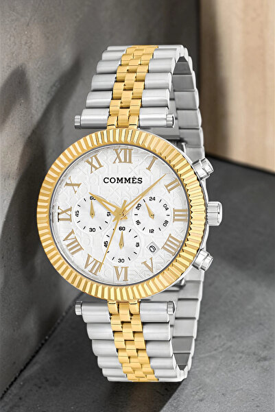 COMMES Men's Wristwatch Functions Silver-Gold with Active Bracelet Gift Zmcms004