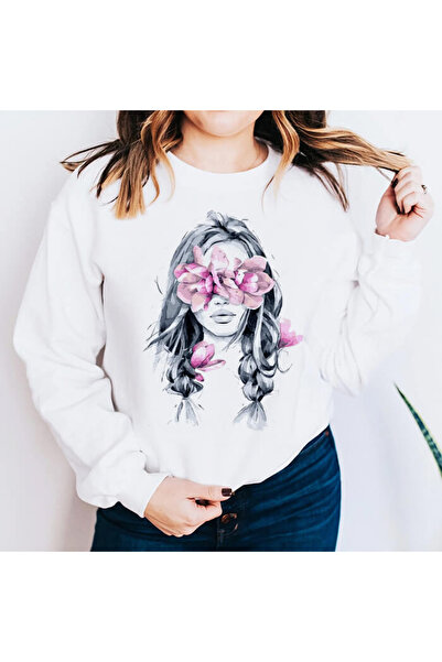 Kartier Women's White Blouse Flower Eyes