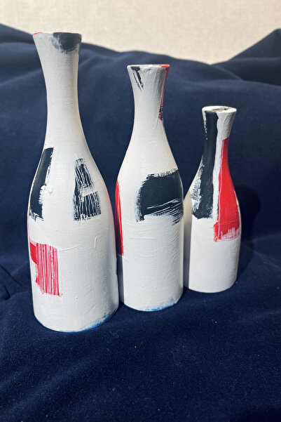 pinaart Decorative Wooden Vase Flower Pot 3 Pieces Size 20cm 18cm 15cm