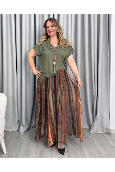 FUNDA تنورة سيمينتا شيفون باللون البني