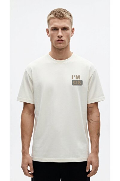 NİCE Ανδρικό μπλουζάκι oversized Spirit of Nature με τύπωμα Λευκό – Με λαιμόκ...