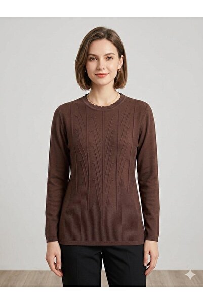 F&D Tekstil Women's Knitwear Stretch Fabric Transitional Crew Neck Mother's S...