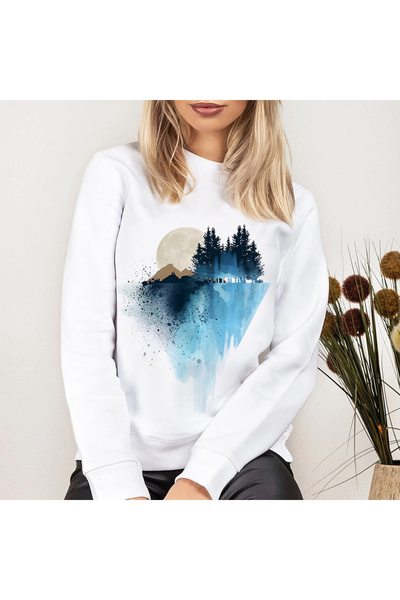 Kartier Women's White Blouse Mountain Art