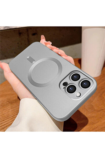 ucuc iPhone 14 Pro Uyumlu Metalik Dokulu Kamera Koruma Anti-Darbe Manyetik Si...