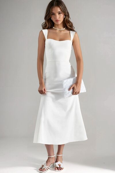 Hiccup A-Line Midi Dress with Sweetheart Neckline