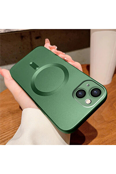 ucuc iPhone 15 Uyumlu Metalik Dokulu Kamera Koruma Anti-Darbe Manyetik Siliko...