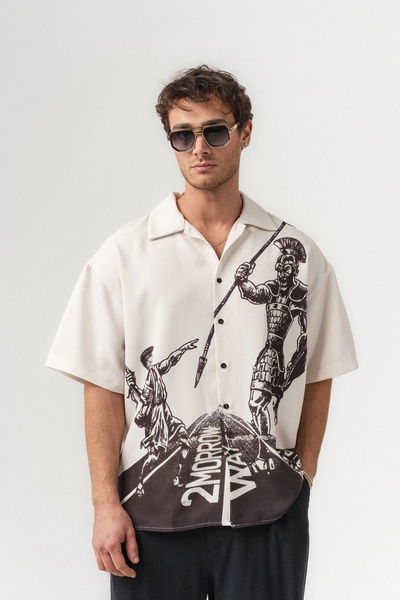 go gang own Mythos Apaş Yaka къса ръкавна риза с голям размер