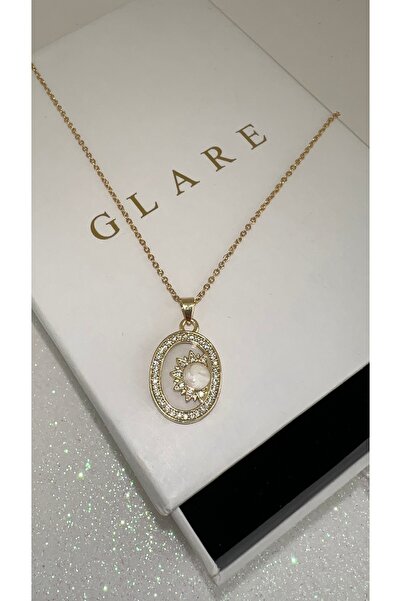 GLARE JEWELRY CO قلادة من الفولاذ المقاوم للصدأ موديل جولدن موديل فاخر مرصع ب...