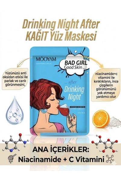 M00YAM En Çok Tercih Edilen! Drinking Night Mooyam Bad Girl Good Skin 6’lı Yüz Maskesi Seti